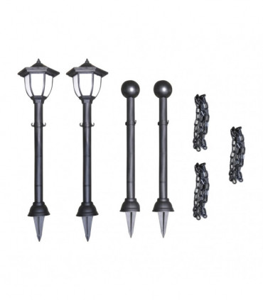 vidaXL Solar Lights 4 pcs with Chain Fence and Poles