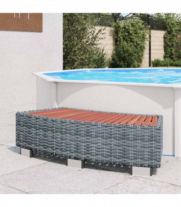 vidaXL Spa Step Grey Poly Rattan 92x45x25 cm