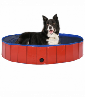 vidaXL Foldable Dog Swimming Pool Red 160x30 cm PVC