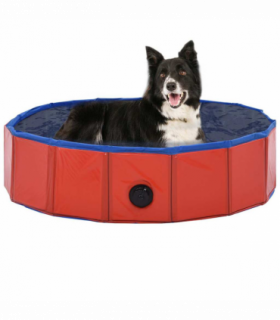 vidaXL Foldable Dog Swimming Pool Red 80x20 cm PVC