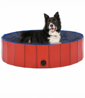 vidaXL Foldable Dog Swimming Pool Red 120x30 cm PVC