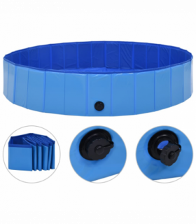vidaXL Foldable Dog Swimming Pool Blue 160x30 cm PVC