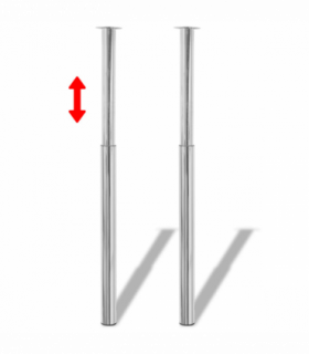 2 Telescopic Table Legs Chrome 710 mm-1100 mm