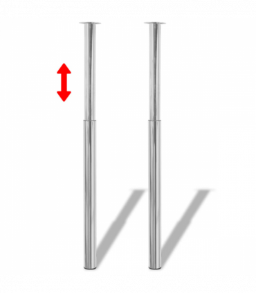 2 Telescopic Table Legs Chrome 710 mm-1100 mm