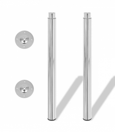 2 Telescopic Table Legs Chrome 710 mm-1100 mm