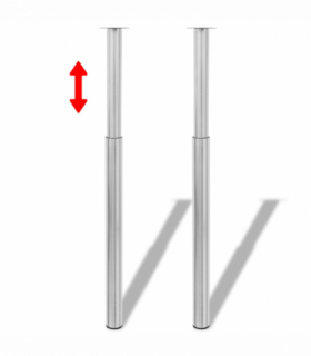 2 Telescopic Table Legs Stainless Steel 710 mm-1100 mm