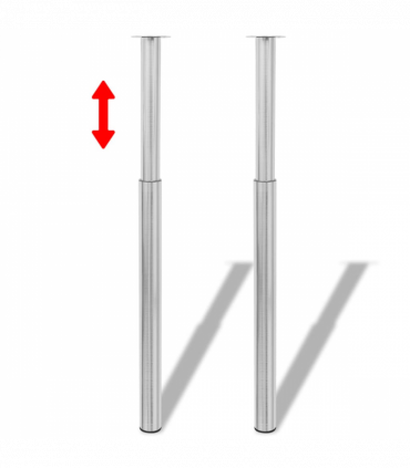 2 Telescopic Table Legs Stainless Steel 710 mm-1100 mm