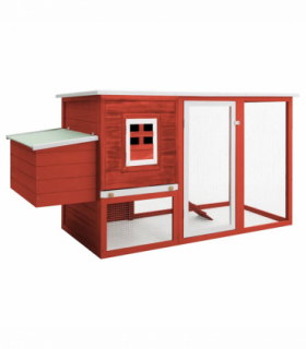 vidaXL Outdoor Chicken Cage Hen House with 1 Egg Cage Red Wood