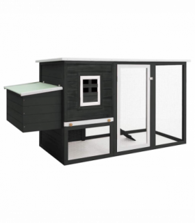 vidaXL Outdoor Chicken Cage Hen House with 1 Egg Cage Grey Wood