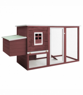 vidaXL Outdoor Chicken Cage Hen House with 1 Egg Cage Brown Wood