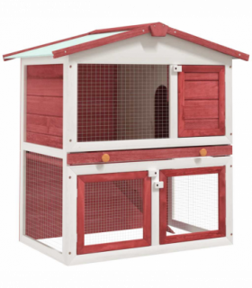 vidaXL Outdoor Rabbit Hutch 3 Doors Red Wood