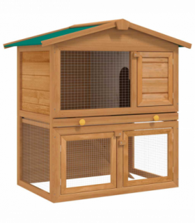 vidaXL Outdoor Rabbit Hutch Small Animal House Pet Cage 3 Doors Wood