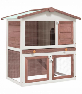 vidaXL Outdoor Rabbit Hutch 3 Doors Brown Wood