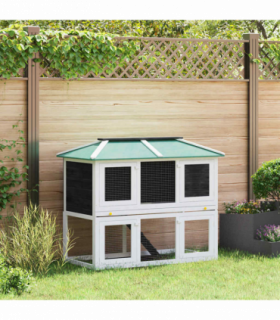 vidaXL Animal Rabbit Cage Double Floor Wood