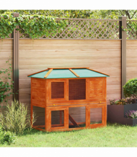 vidaXL Animal Rabbit Cage Double Floor Wood