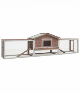 vidaXL Rabbit Hutch Mocha 310x70x87 cm Solid Pine & Fir Wood
