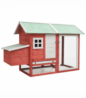 vidaXL Chicken Cage Red 170x81x110 cm Solid Pine & Fir Wood