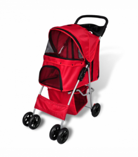 vidaXL Folding Pet Stroller Dog/Cat Travel Carrier Red
