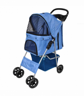 vidaXL Folding Pet Stroller Dog/Cat Travel Carrier Blue