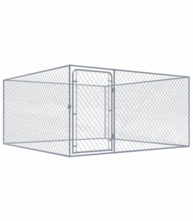vidaXL Outdoor Dog Kennel Galvanised Steel 2x2x1 m