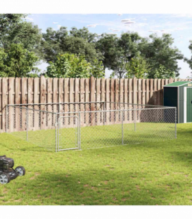 vidaXL Outdoor Dog Kennel Galvanised Steel 4x4x1 m