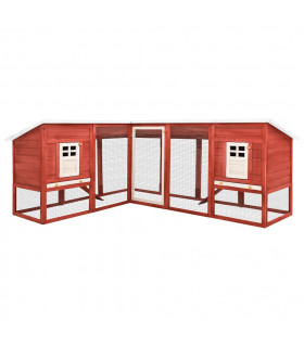 vidaXL Outdoor Rabbit Hutch with Run Red and White Solid Fir Wood