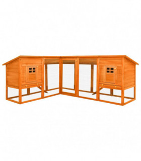 vidaXL Outdoor Rabbit Hutch with Run Brown Solid Fir Wood