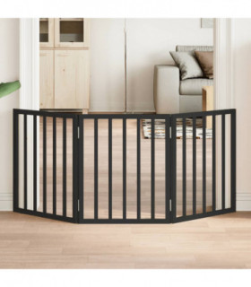 vidaXL Dog Gate Foldable 3 Panels Black 150 cm Poplar Wood