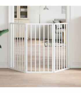 vidaXL Dog Gate Foldable 3 Panels White 150 cm Poplar Wood