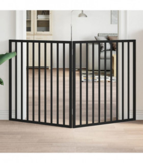 vidaXL Dog Gate Foldable 2 Panels Black 160 cm Poplar Wood