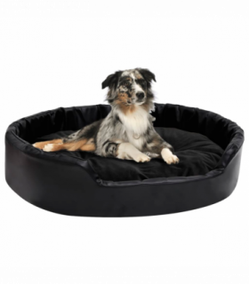 vidaXL Dog Bed Black 90x79x20 cm Plush and Faux Leather