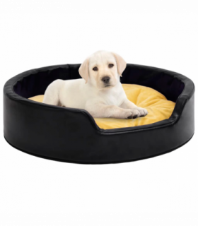 vidaXL Dog Bed Black and Yellow 99x89x21 cm Plush and Faux Leather