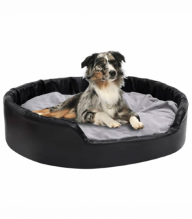 vidaXL Dog Bed Black and Grey 99x89x21 cm Plush and Faux Leather