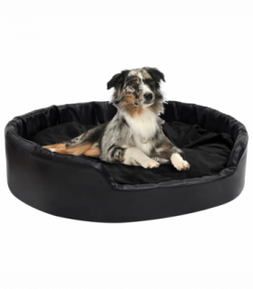 vidaXL Dog Bed Black 99x89x21 cm Plush and Faux Leather