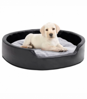 vidaXL Dog Bed Black and Grey 79x70x19 cm Plush and Faux Leather