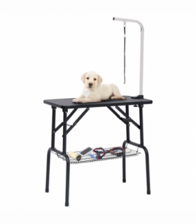 vidaXL Adjustable Dog Grooming Table with 1 Loop and Basket