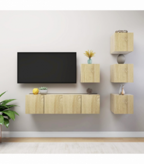 vidaXL 6 Piece TV Cabinet Set Sonoma Oak Engineered Wood