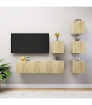 vidaXL 6 Piece TV Cabinet Set Sonoma Oak Engineered Wood