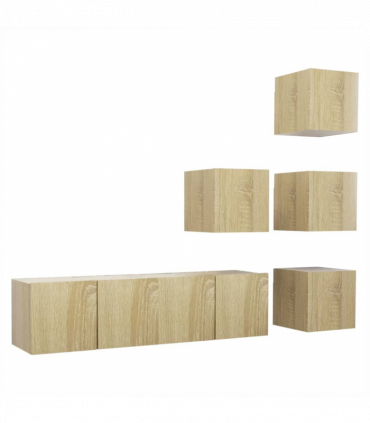 vidaXL 6 Piece TV Cabinet Set Sonoma Oak Engineered Wood