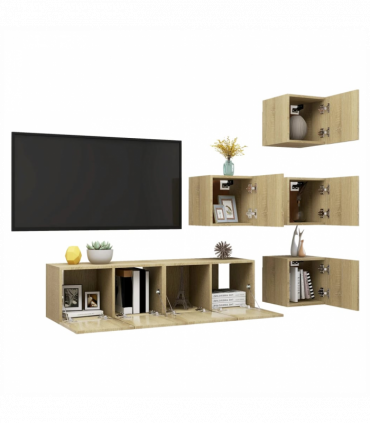 vidaXL 6 Piece TV Cabinet Set Sonoma Oak Engineered Wood