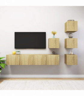 vidaXL 6 Piece TV Cabinet Set Sonoma Oak Engineered Wood