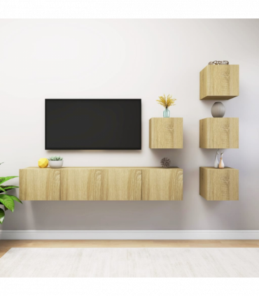vidaXL 6 Piece TV Cabinet Set Sonoma Oak Engineered Wood