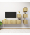 vidaXL 6 Piece TV Cabinet Set Sonoma Oak Engineered Wood