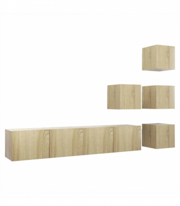 vidaXL 6 Piece TV Cabinet Set Sonoma Oak Engineered Wood