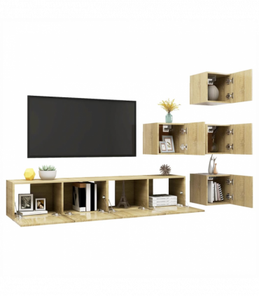 vidaXL 6 Piece TV Cabinet Set Sonoma Oak Engineered Wood