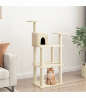 vidaXL Cat Tree with Sisal Scratching Posts Cream 118.5 cm