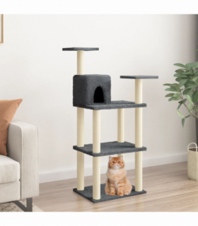 vidaXL Cat Tree with Sisal Scratching Posts Dark Grey 118.5 cm