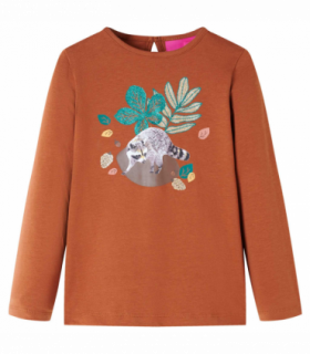Kids' T-shirt with Long Sleeves Cognac 128