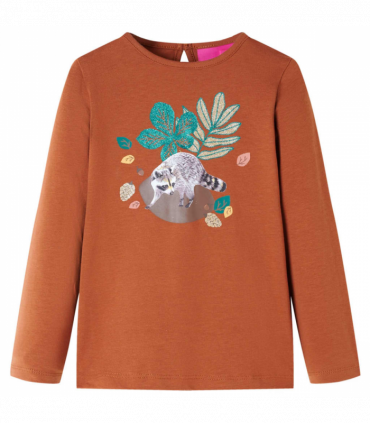 Kids' T-shirt with Long Sleeves Cognac 128