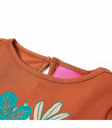 Kids' T-shirt with Long Sleeves Cognac 128
